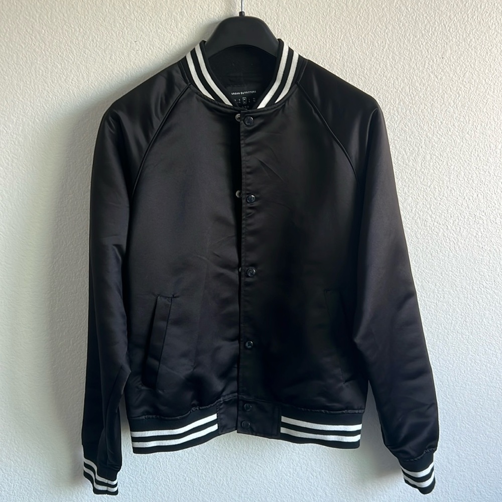 URBAN OUTFITTERS Black Bomber Varsity Jacket